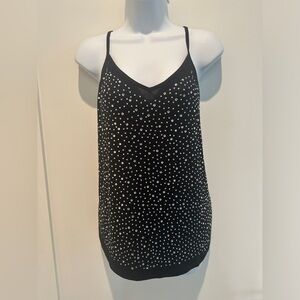 Vocal Black Beaded Spaghetti Strap Top